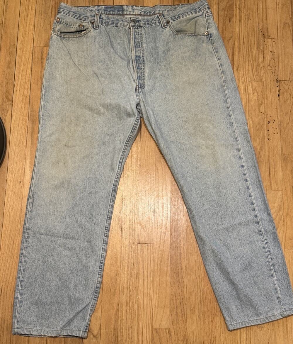 Vintage 90s Levis 501 Jeans Made in USA Light Wash Faded Denim 40x31